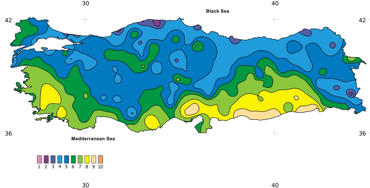 Turkey climate map