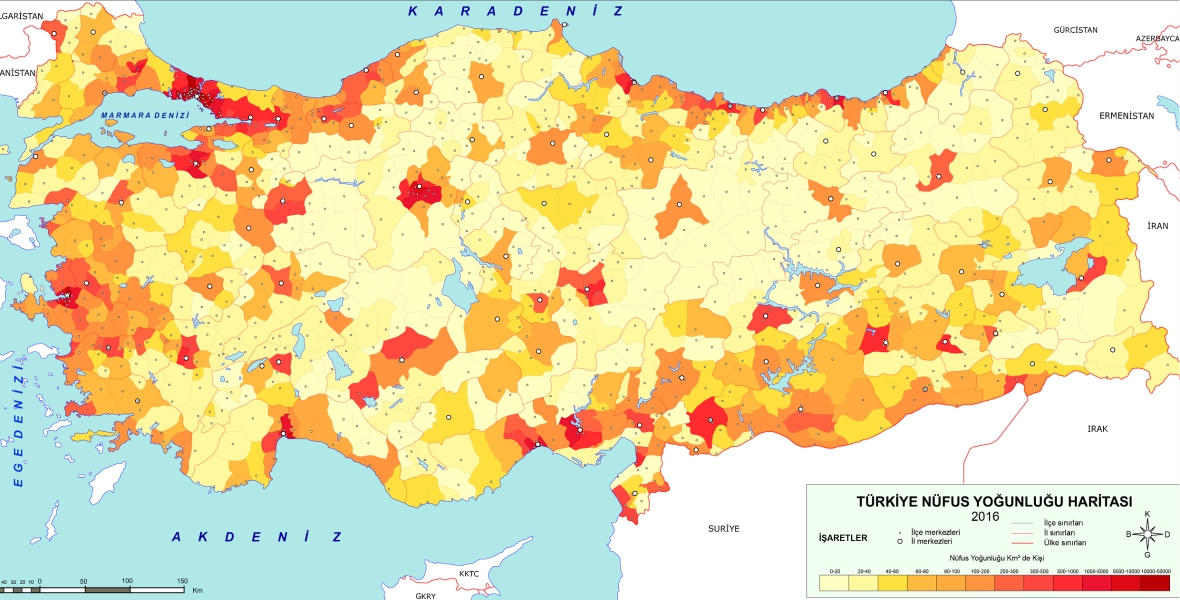 Population of Turkey Map 