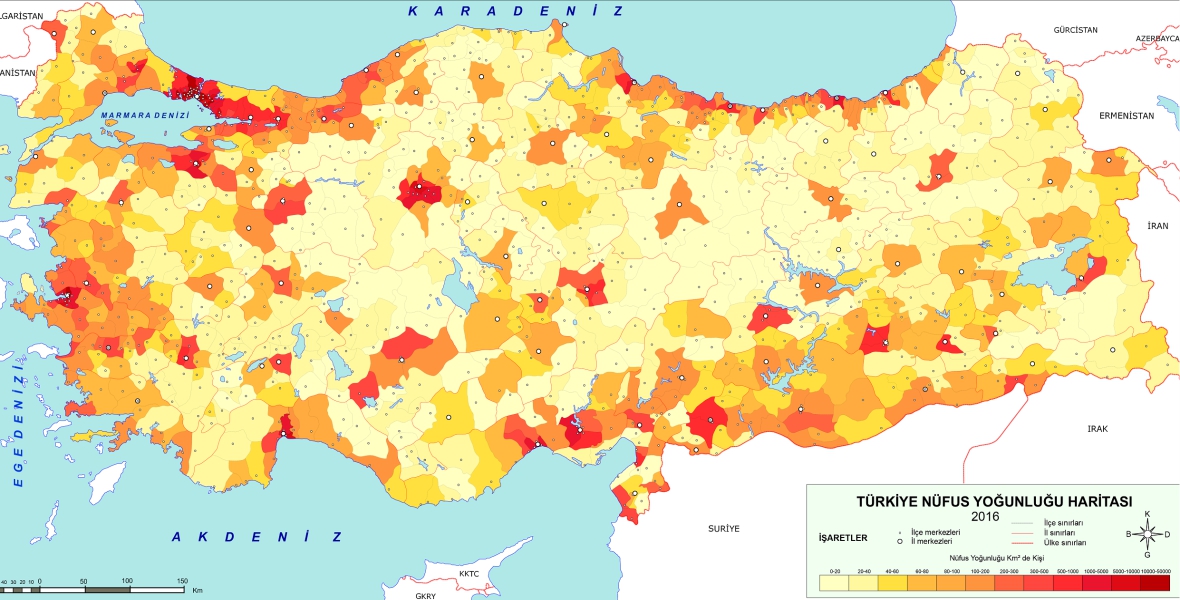 Population of turkey map