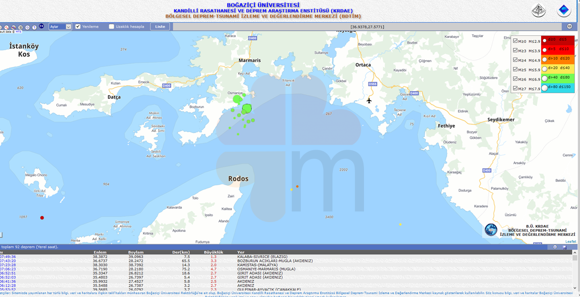 Earthquake map shows most recent epicenters