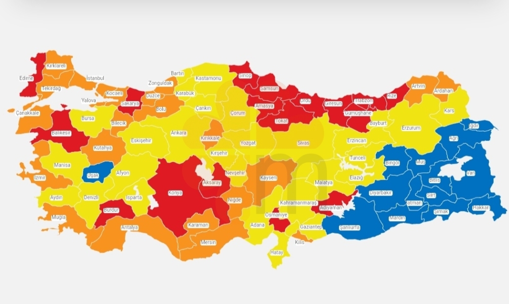 Covid19 map of Turkey