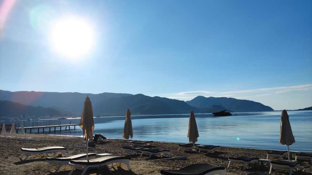 Surreal Morning View on the Long Beach Marmaris - Marmaris Turkey Surreal Morning View on the Long Beach Marmaris