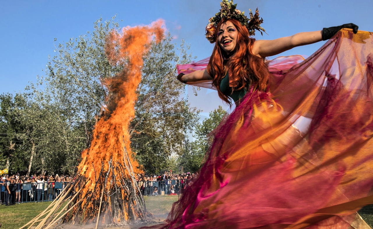 Spring with beach bonfire in marmaris