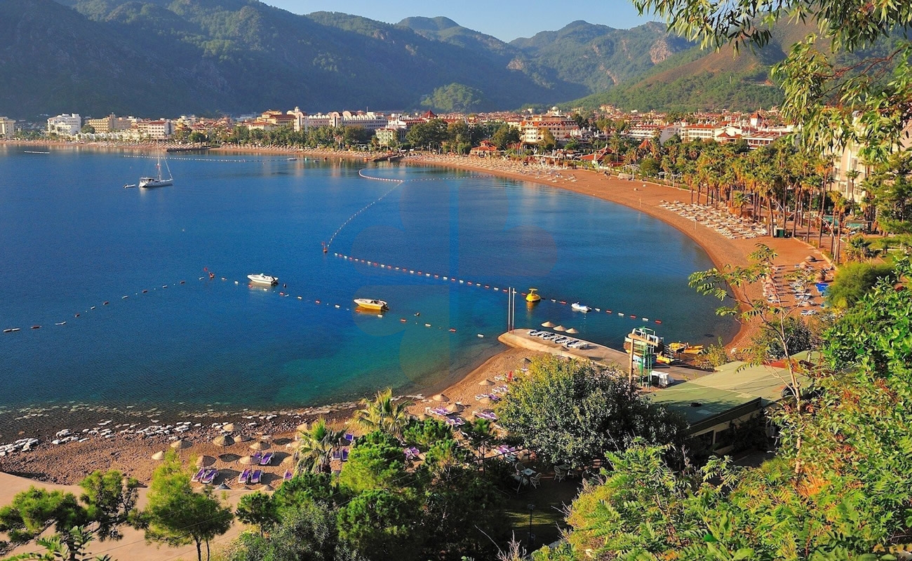 A Popular Icmeler Beach On Turquoise Coast - Marmaris Turkey